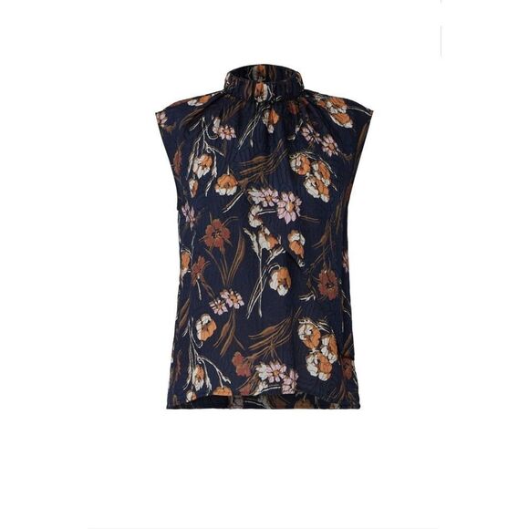 Derek Lam 10 Crosby Floral Textured Jacquard Mock Neck Sleeveless Blouse - Picture 4 of 15